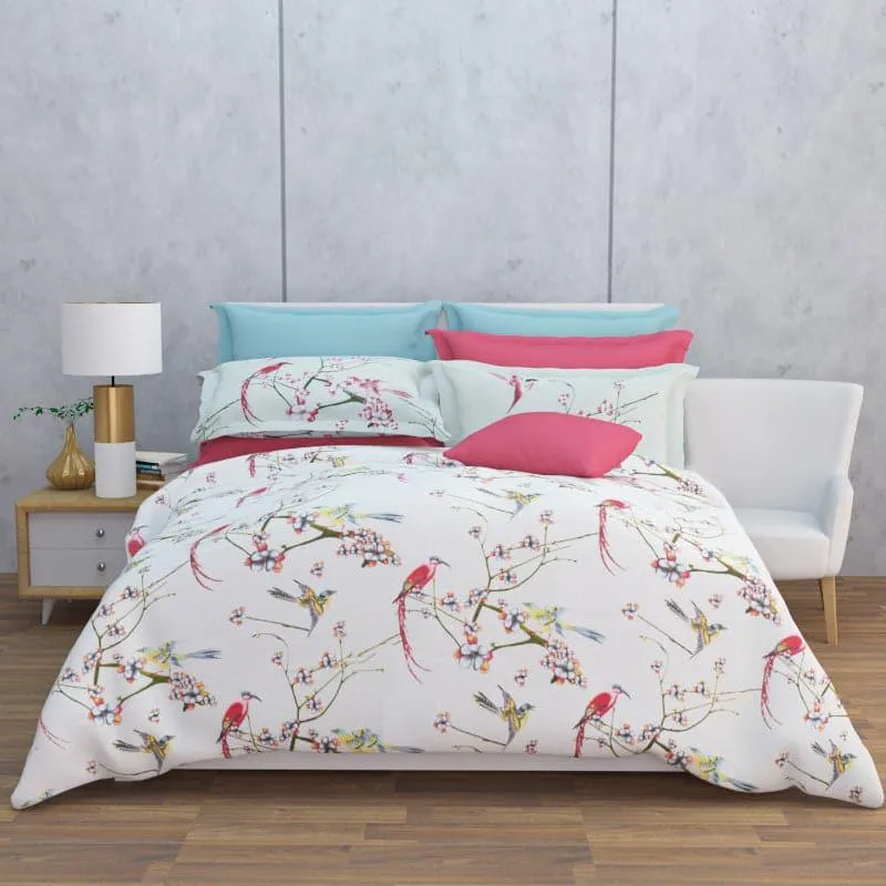 Odeya Floral Bedsheet - Light Blue