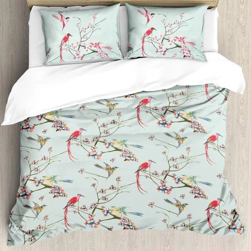 Odeya Floral Bedsheet - Light Blue
