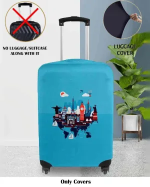 ONLY LUGGAGE COVER | Stylish Light Blue Polyester Stretchable Printed Protective Luggage Bag Cover