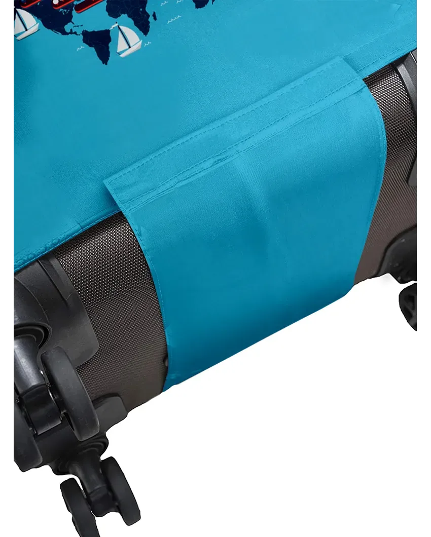 ONLY LUGGAGE COVER | Stylish Light Blue Polyester Stretchable Printed Protective Luggage Bag Cover