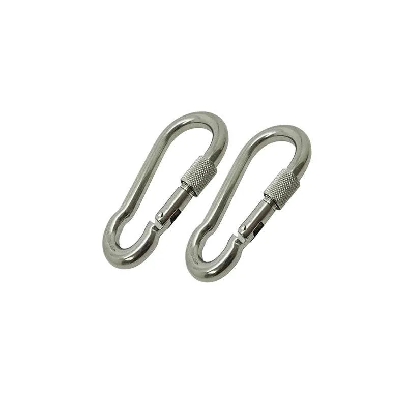 Pair Of 60Mm Stainless Steel Carabiner Spring Hook Sd-30781