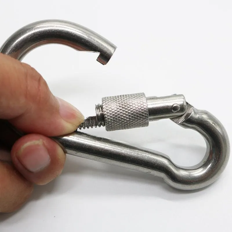 Pair Of 60Mm Stainless Steel Carabiner Spring Hook Sd-30781