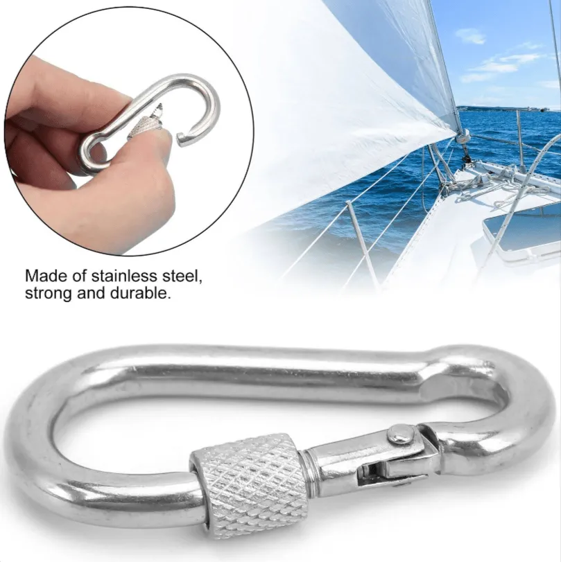Pair Of 60Mm Stainless Steel Carabiner Spring Hook Sd-30781