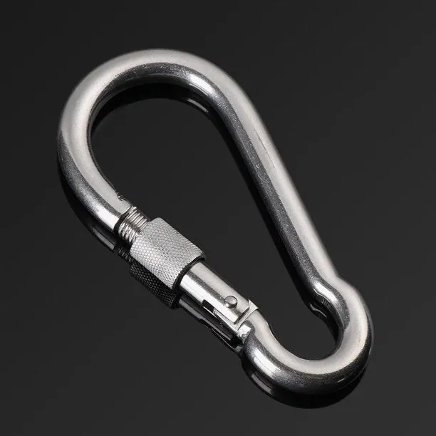 Pair Of 60Mm Stainless Steel Carabiner Spring Hook Sd-30781