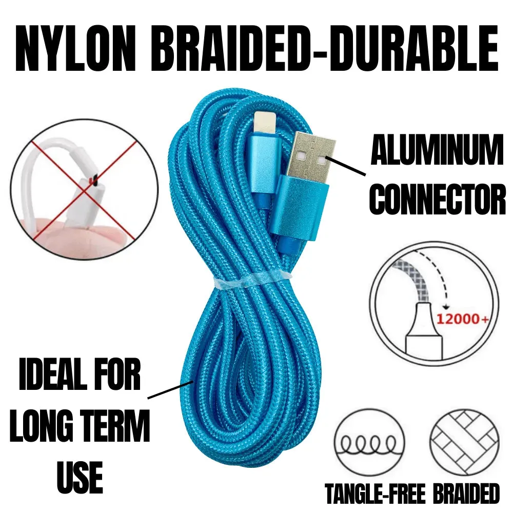 PBG 2 Pack 10FT XL Type-C Charger Cable - Compatible for Iphone, Silver
