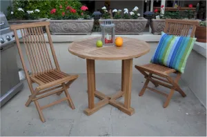 Solid Teak Montage Bristol 3-Piece Bistro Set, w/Folding Chairs, Delivered Free In 5 - 9 Working Days.