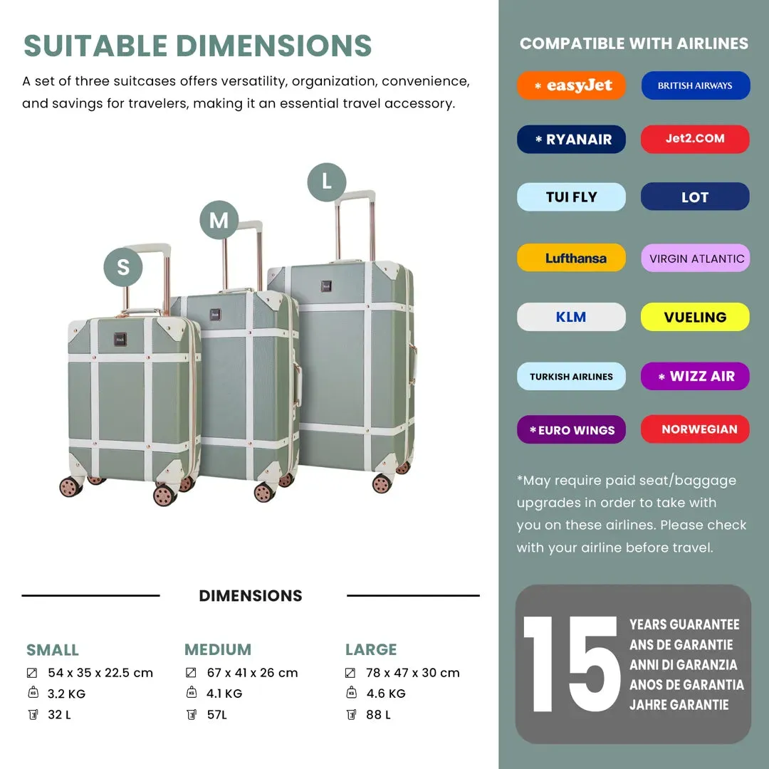 Vintage - Suitcase Hard-Shell 4 Spinner Wheels Travel Bag